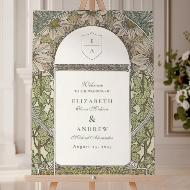 Green Sage Art Nouveau wedding Foam Board (Creator Uploaded)