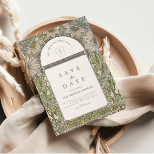 Green Sage Art Nouveau wedding Save The Date
