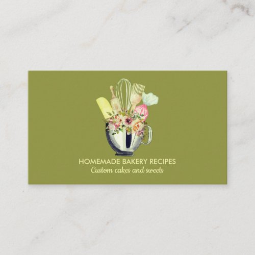 Green Sage Bakery Cake Maker Cupcake Shop Business Card