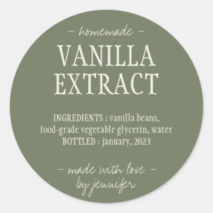 Green Sage Bottle Homemade drink Vanilla Extract Classic Round Sticker