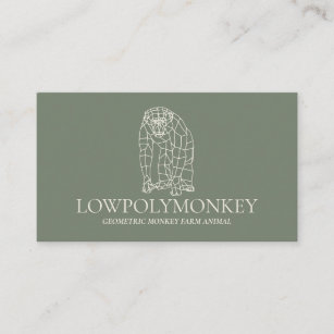Green Sage Cream Animal Lowpoly Monkey Business Card