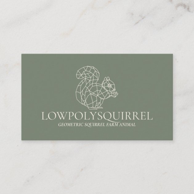 Green Sage Cream Animal Lowpoly Squirrel Business Card