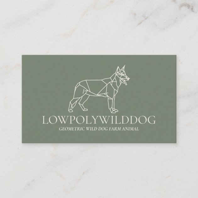 Green Sage Cream Animal Lowpoly Wild Dog Business Card