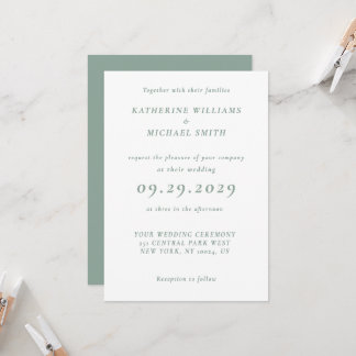 Green Sage Elegant Wedding Invitations