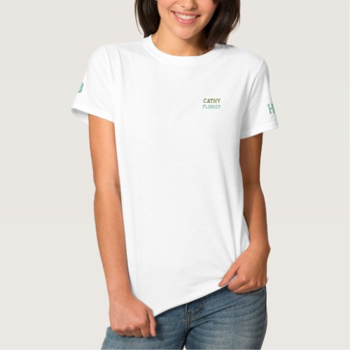 Green Sage Embroidered Shirt with Florist Name