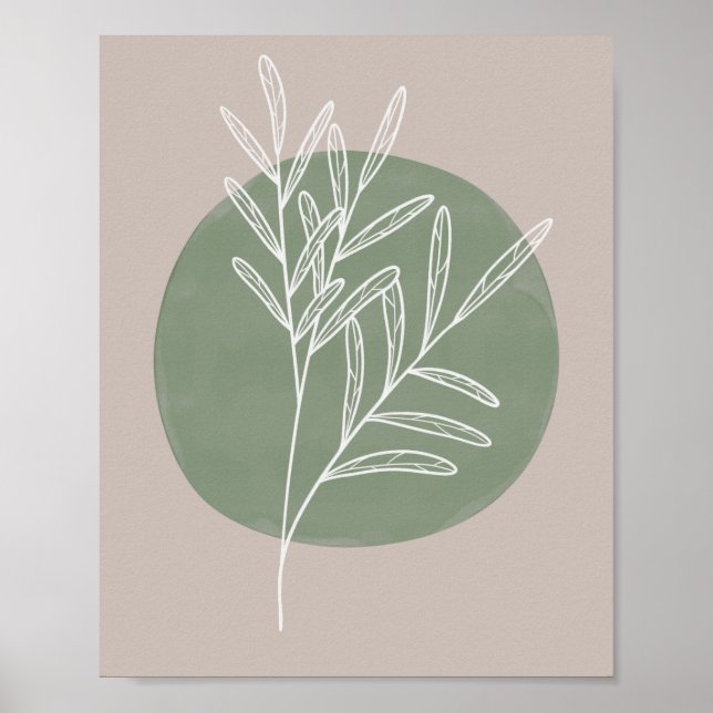 Green Sage Farmhouse Botanical White Poster (Front)