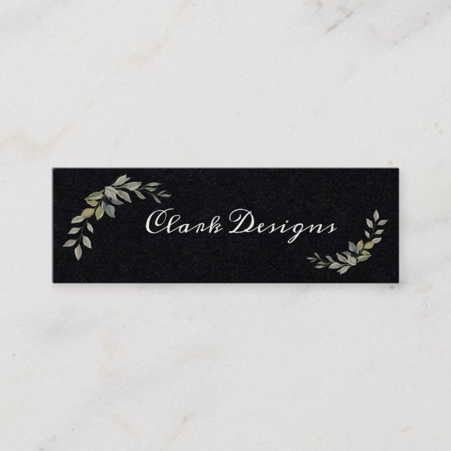 Green Sage & Greenery Elegant Leaf frame Mini Business Card (Front)