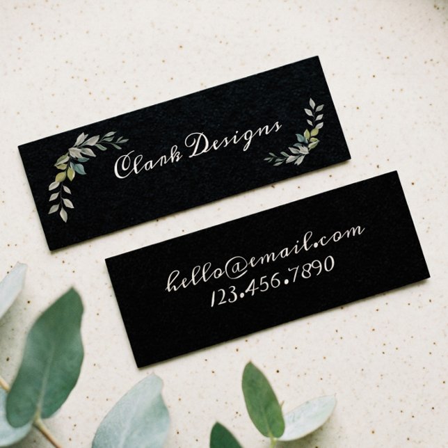 Green Sage & Greenery Elegant Leaf frame Mini Business Card (Green Sage & Greenery Elegant Leaf frame Mini Business Card)
