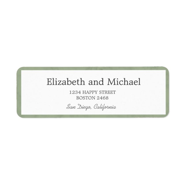Green Sage Marble  Elegant Modern Chic Wedding Label (Front)