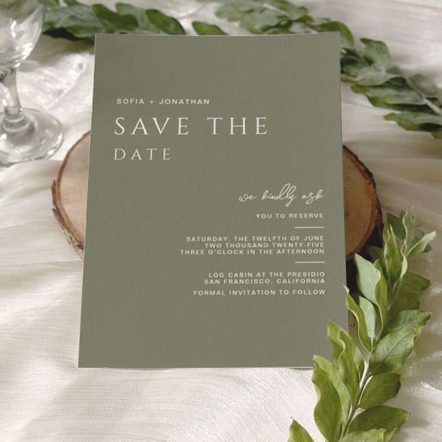 Green Sage Minimalist Elegant Wedding Save The Date (Creator Uploaded)