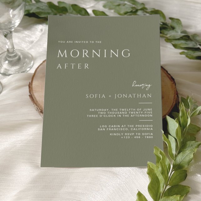 Green Sage Minimalist Morning After Wedding Invitation (Creator Uploaded)