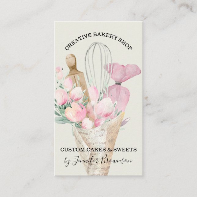 Green Sage Sophisticated Bakery Business Card (Front)