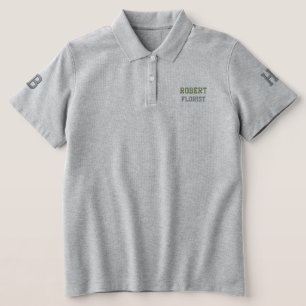 Green Sage Typography Embroidered Polo T-Shirt