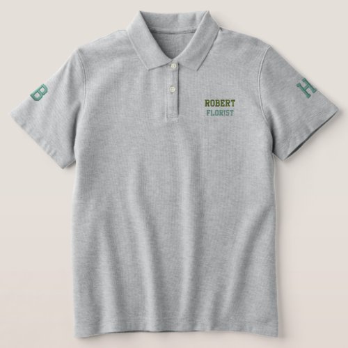 Green Sage Typography Embroidered Polo T_Shirt 