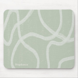 Green Sage White modern abstract custom Mouse Pad