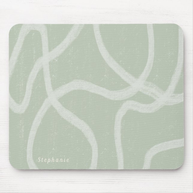 Green Sage White modern abstract custom Mouse Pad (Front)
