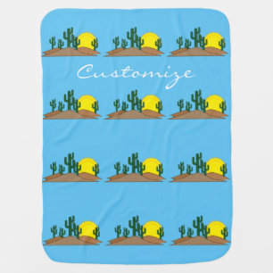 Green Saguaro Cactus Desert Sunrise Thunder_Cove Baby Blanket