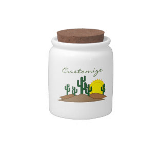 Green Saguaro Cactus Desert Sunrise Thunder_Cove Candy Jar