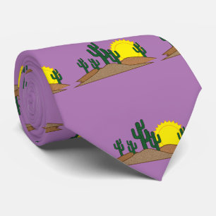 Green Saguaro Cactus Desert Sunrise Thunder_Cove Neck Tie
