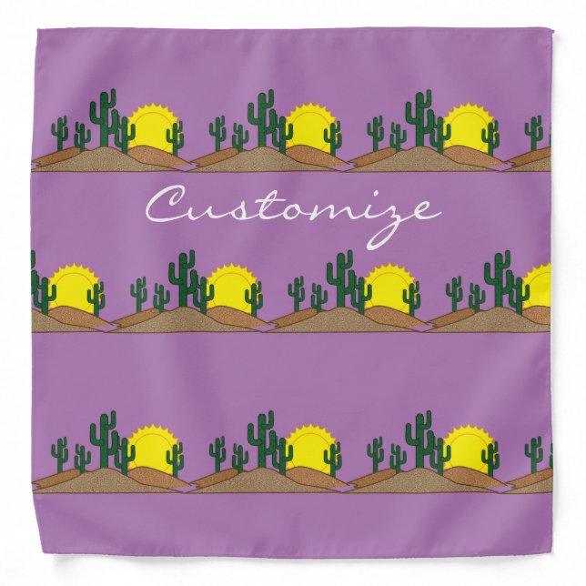 Green Saguaro Cactus Desert Sunset Thunder_Cove Bandana (Front)