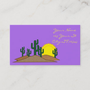 Green Saguaro Cactus Desert Sunset Thunder_Cove Business Card