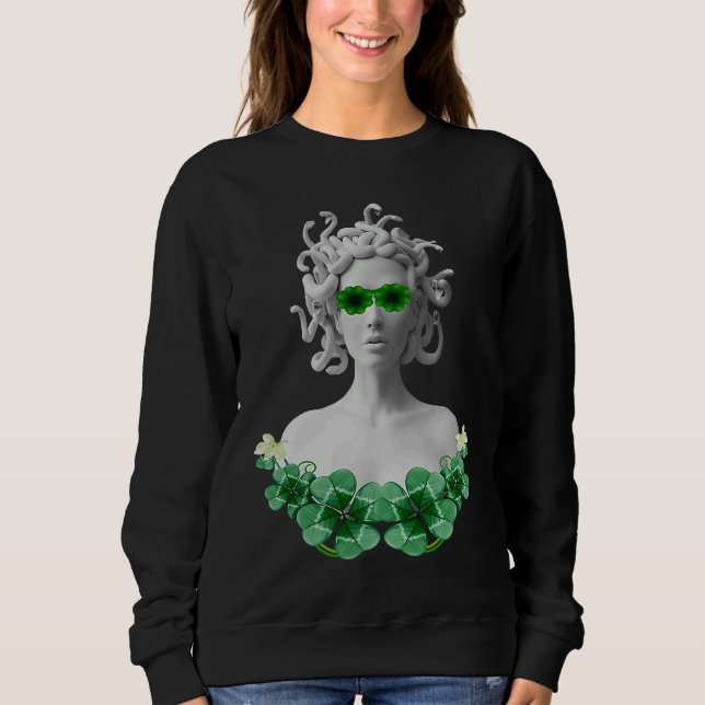 Green Saint Patricks Day Medusa Sweatshirt (Front)