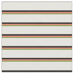 [ Thumbnail: Green, Salmon, Black, and White Striped Pattern Fabric ]
