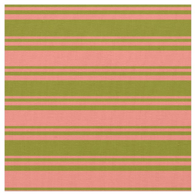 Green & Salmon Lines Fabric (Close Up)