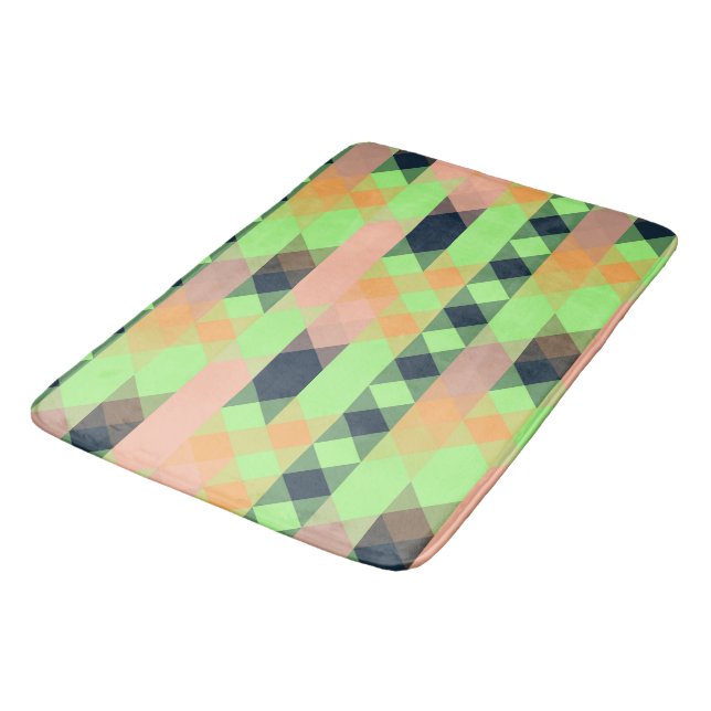 green, salmon, orange geometric bath mat (Angled)