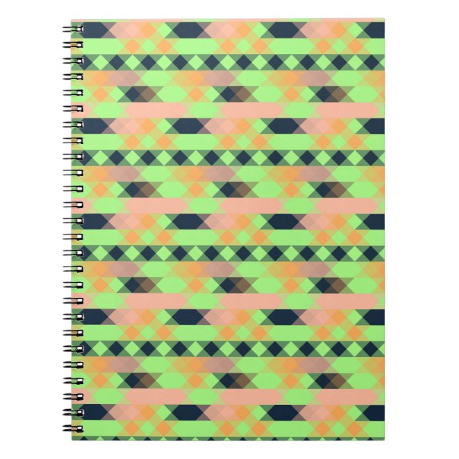 green, salmon, orange geometric notebook (Front)