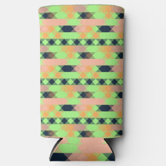 green, salmon, orange geometric seltzer can cooler