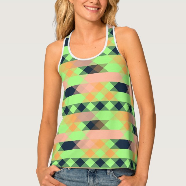 green, salmon, orange geometric tank top (Front)