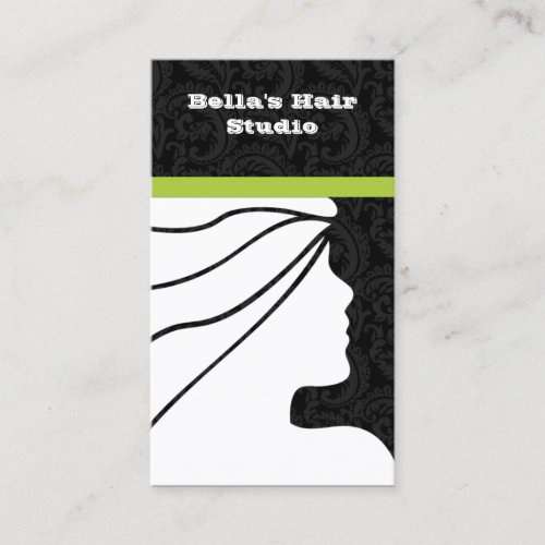 Green Salon business cards with appointment on bac