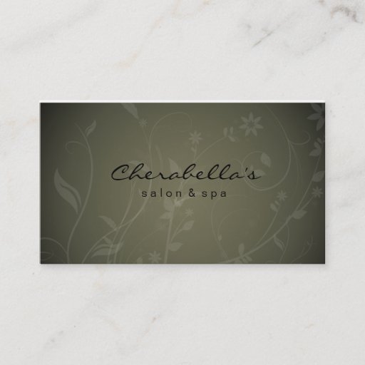 Customizable Green Salon Spa Floral business card