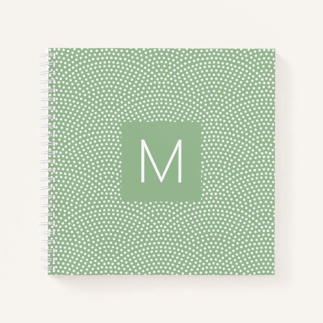 Green Same Komon (shark skin) Monogrammed Notebook (Front)