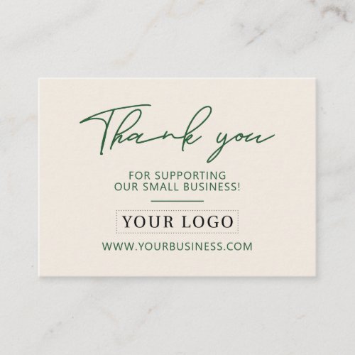 Green  Sand Business Logo Thank you Product Care Business Card