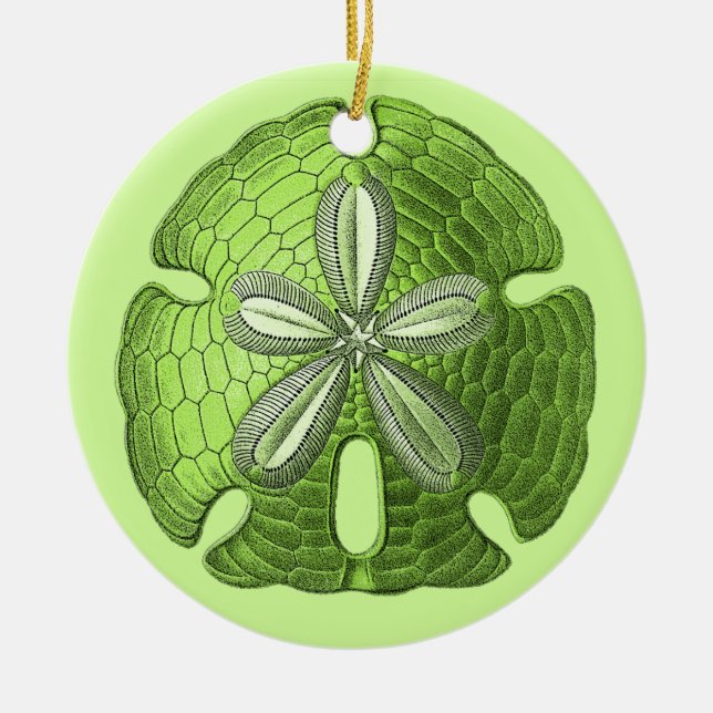 Green Sand Dollar Ornament (Front)