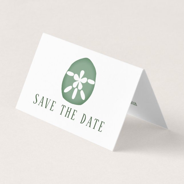 Green Sand Dollar, Photo Save The Date Card (Front)