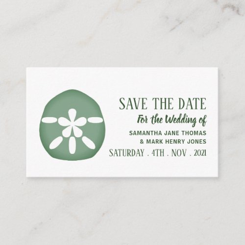 Green Sand Dollar Save the Date Enclosure Card