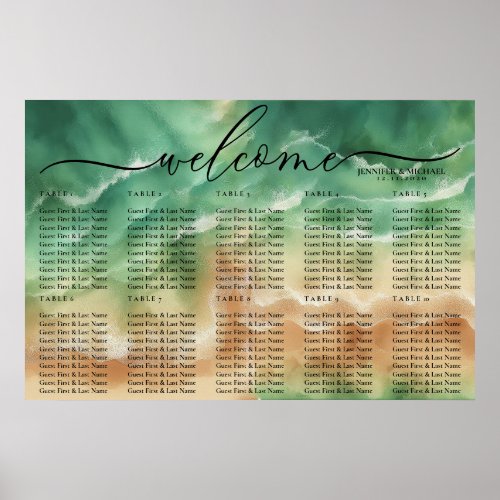Green Sand Ocean Beach Celebration Welcome Seating Poster