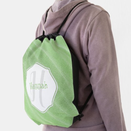 Green Sand Ripples Personalize Drawstring Backpack