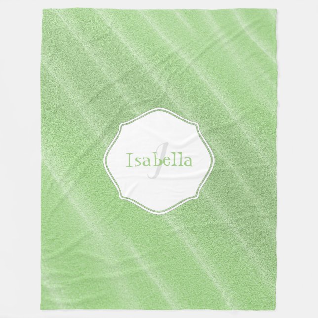 Green Sand Ripples Personalized Fleece Blanket (Front)