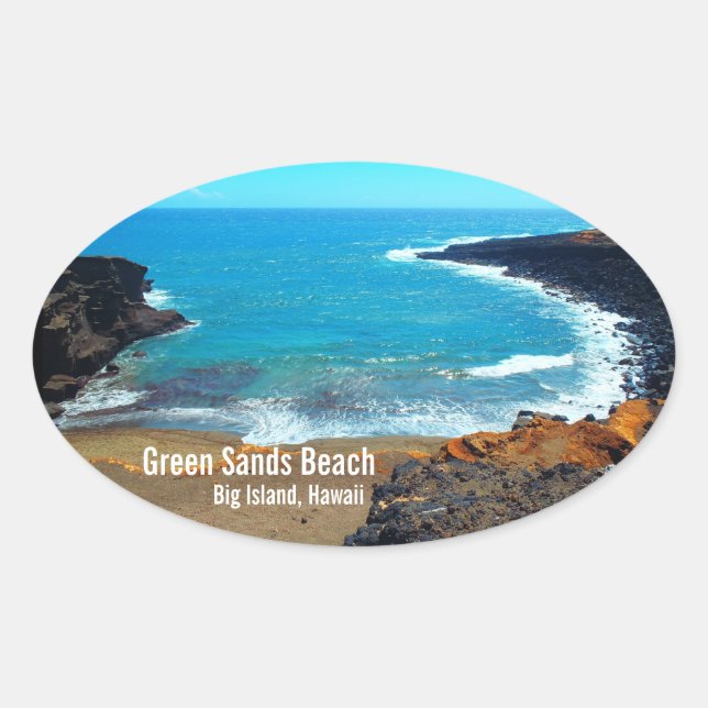 Green Sands Beach Big Island Hawaii stickers (Front)