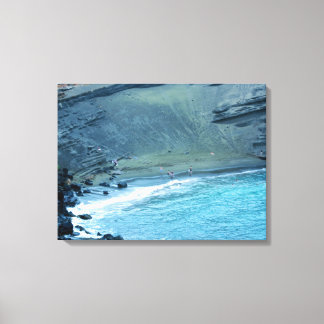 Green Sands Beach Hawaii Wrapped Canvas Print
