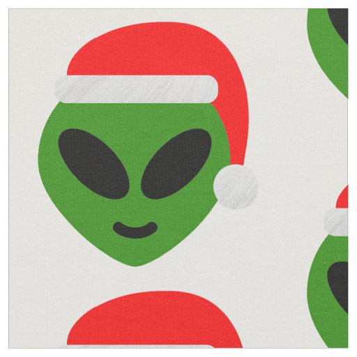 green santa alien emoji fabric