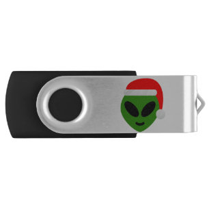green santa alien emoji flash drive
