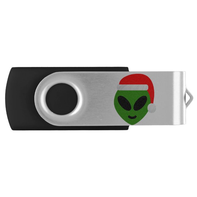 green santa alien emoji flash drive (Front)