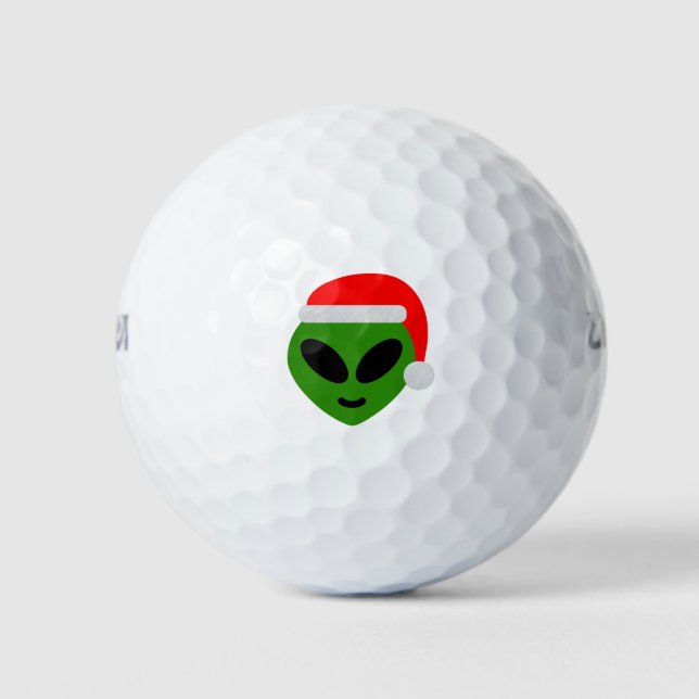 green santa alien emoji golf balls (Front)
