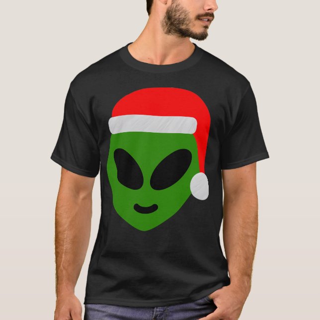 Green Santa Alien Emoji T-Shirt (Front)