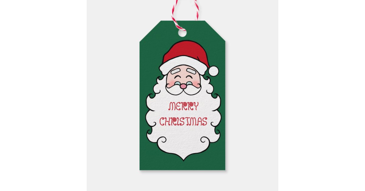 Green Santa Claus Christmas Gift Tags 